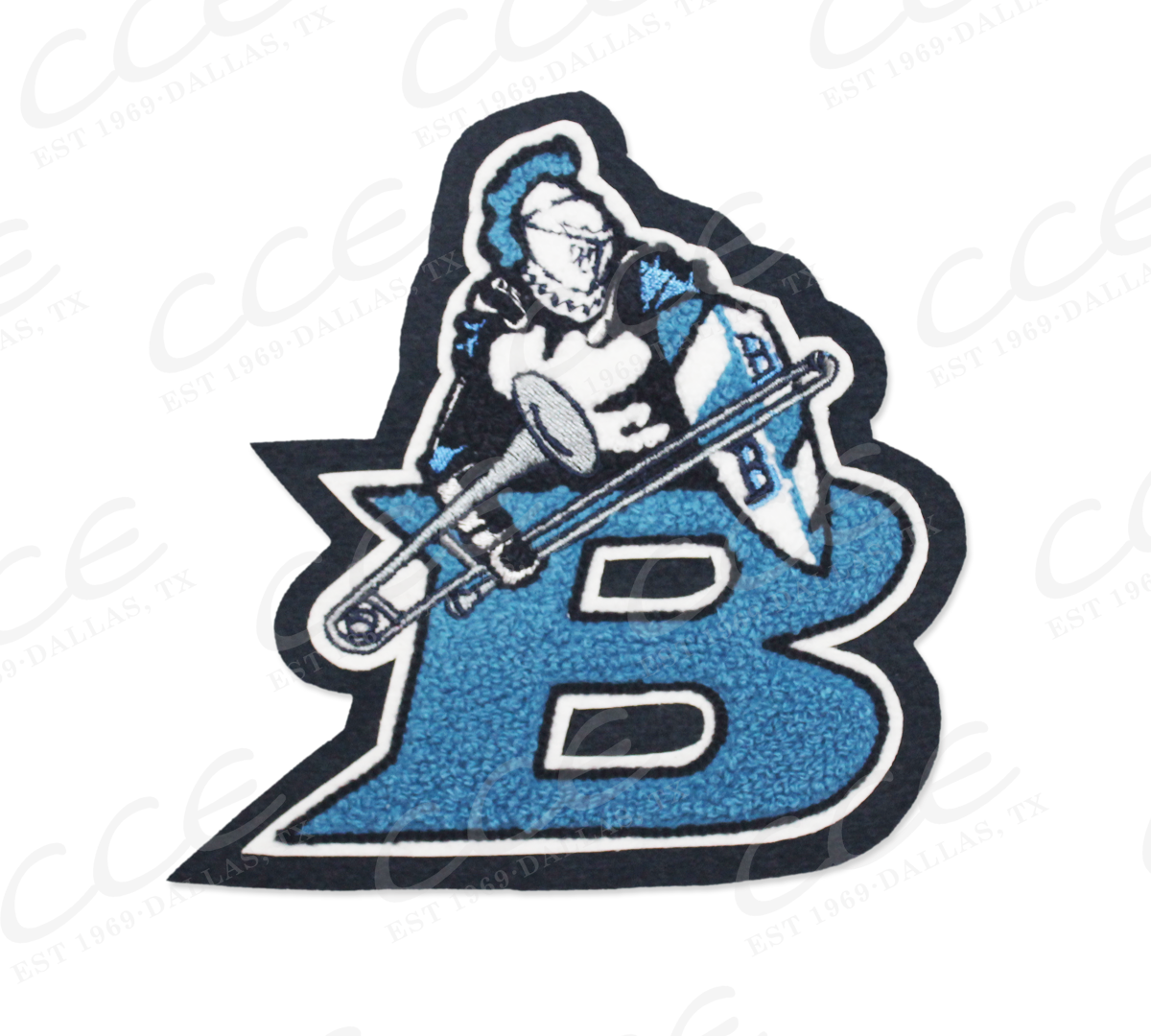 L.D. Bell HS Raider w/ Trombone Sleeve Mascot