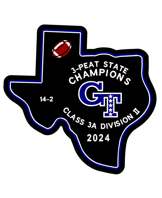 Gunter HS 2024 8 Inch State of TX Football Champ Patch