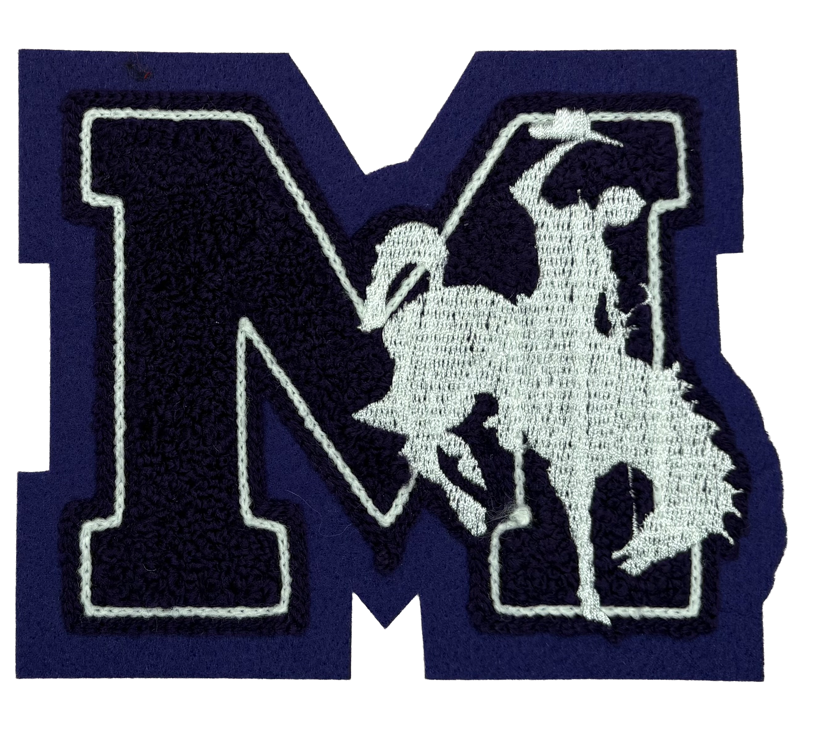 Mason HS Block M w/Rider Mascot Sleeve Patch – SSR Jackets Patch Store